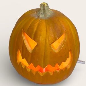 Vintage 1993 Trendmasters Light Up Pumpkin Jack O Lantern Halloween Blow Mold 8”